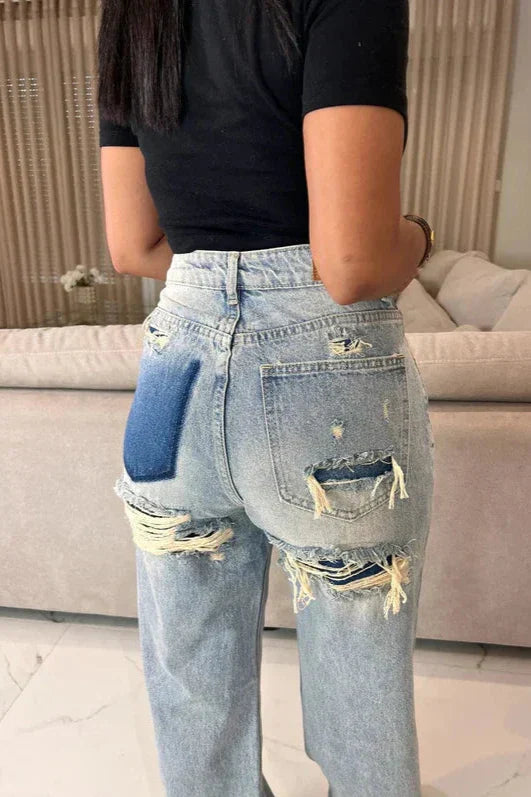 Straight Ripped Jeans
